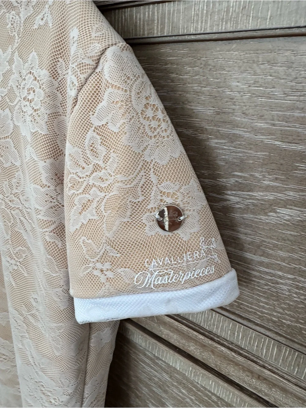 Cavalliera Masterpieces Blush Lace Overlay Top with White Trim - Picture 6 of 7